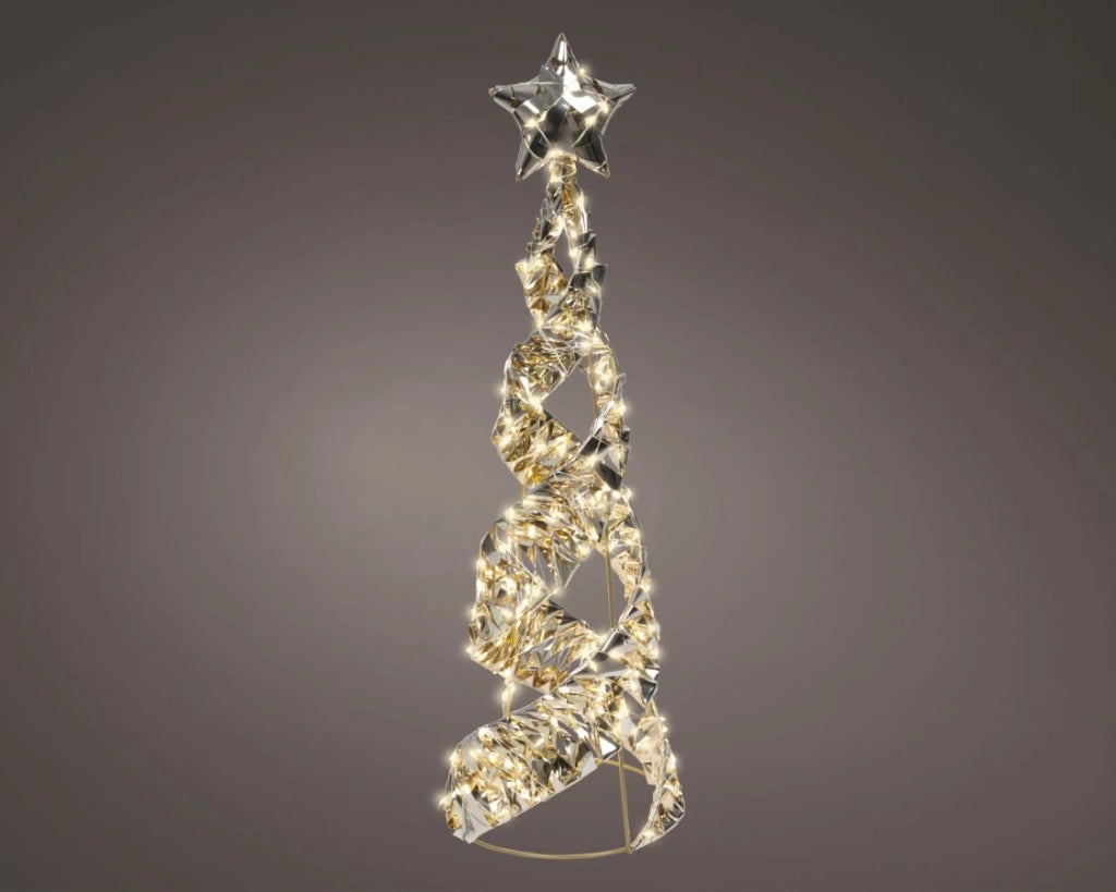 ALBERO CONO ORO LED BIANCO CALDO PER USO ESTERNO DIAMETRO 16X 60H CM