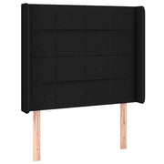 Testiera | Testata ad Orecchio Nera 103x16x118/128 cm in Tessuto