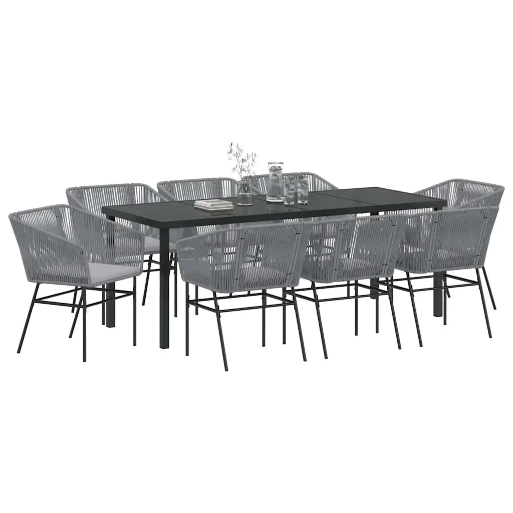 Set da Pranzo per Giardino con cuscino 9 pcs Grigio 3380938