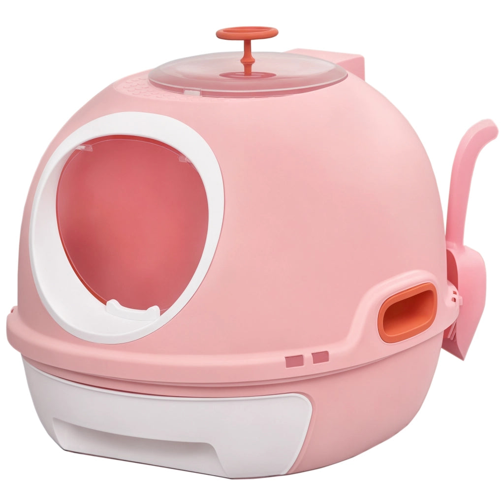 Lettiera per Gatti Chiusa con Vassoio Estraibile e 2 Ingressi ¨C Zephmum ¨C 47x55x44 cm, Rosa