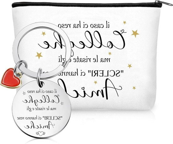 Set di regali per il collega - Orecchino da chiave in pelle con orecchino da chiave in acciaio inox per amici e colleghi - Regalo di compleanno per uomini e donne - Design lussuoso e pratico - Ideale per uso quotidiano