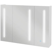 ARMADIETTO CON SPECCHIO CON RIPIANI REGOLABILI E LUCI LED A 3 COLORI, IN MDF E VETRO, 90X15X70 CM, BIANCO
