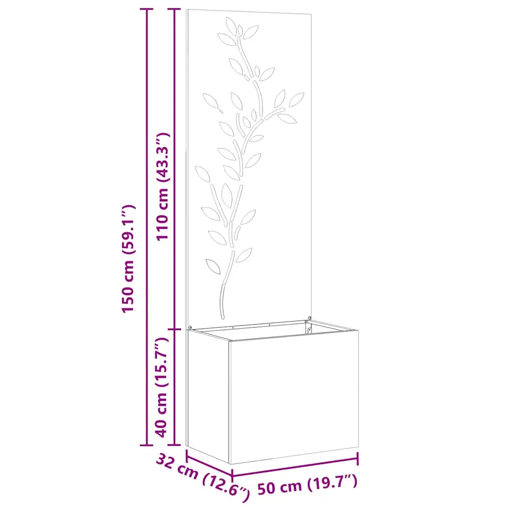 vidaXL Vaso da Giardino con Pannello Decorativo Bianco 50 x 140 cm