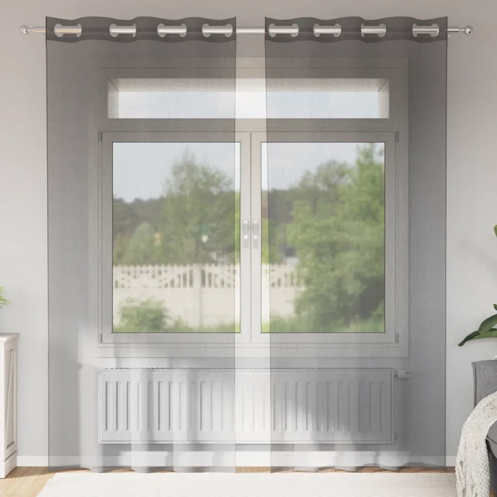 vidaXL Tende in Voile con Occhielli 2 pz Grigio Scuro 140x225 cm