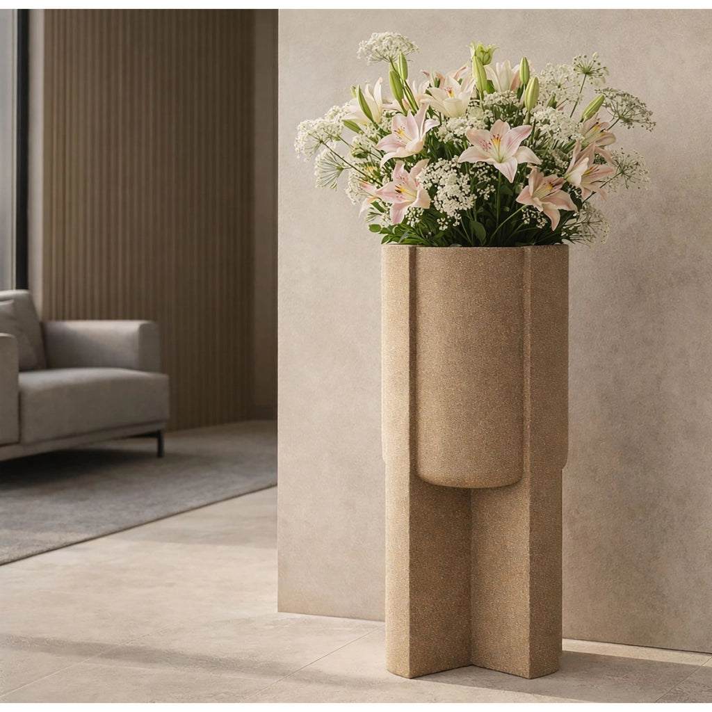 Vaso per Piante VKH1038, Marrone, Poliresina, 39x39x80,5 cm