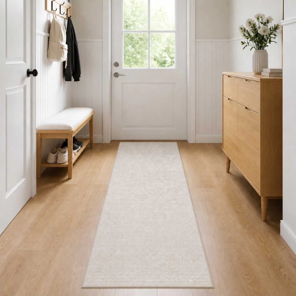 Tappeto Crema 50 x 250 cm 100% Poliestere 3 mm Lavabile 42041610