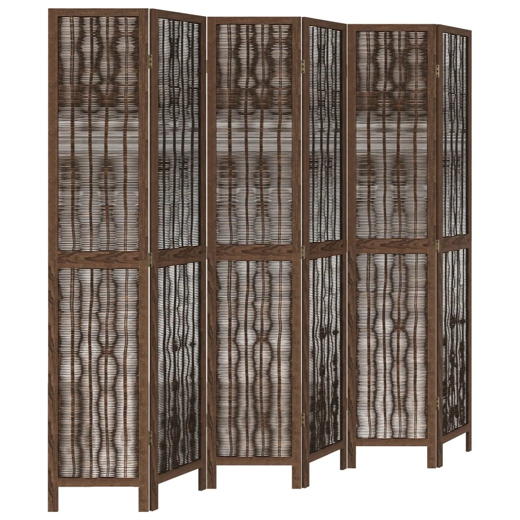 Divisorio Ambienti | Divider per stanze | Paravento 6 Pannelli Marrone Scuro Massello Paulownia