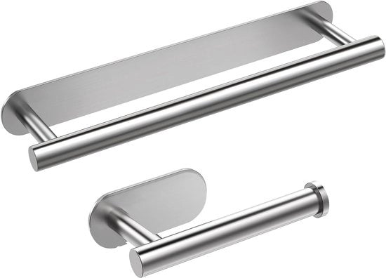 Set di asciugamani autoadesivi in acciaio inossidabile - 2 pezzi - argento