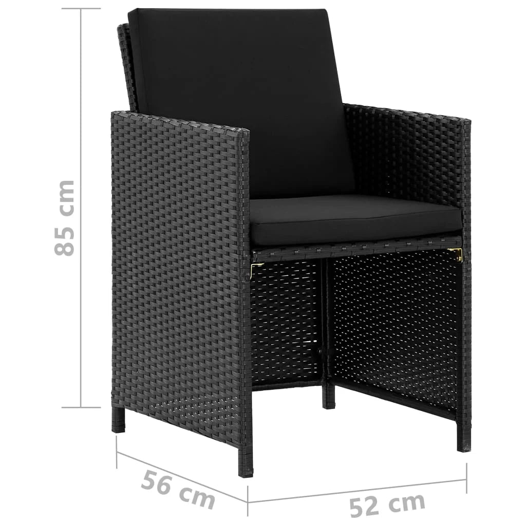 Set di mobili da giardino mobili da esterno 11 pezzi con cuscini resina intrecciata nera 02_0015453