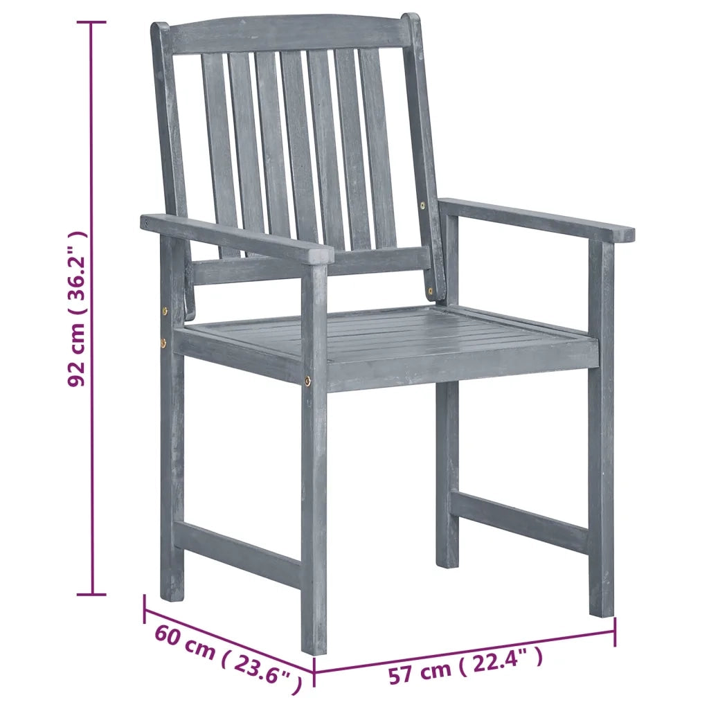 Sedie da Giardino 2 pz Grigio in Massello d'Acacia 45944