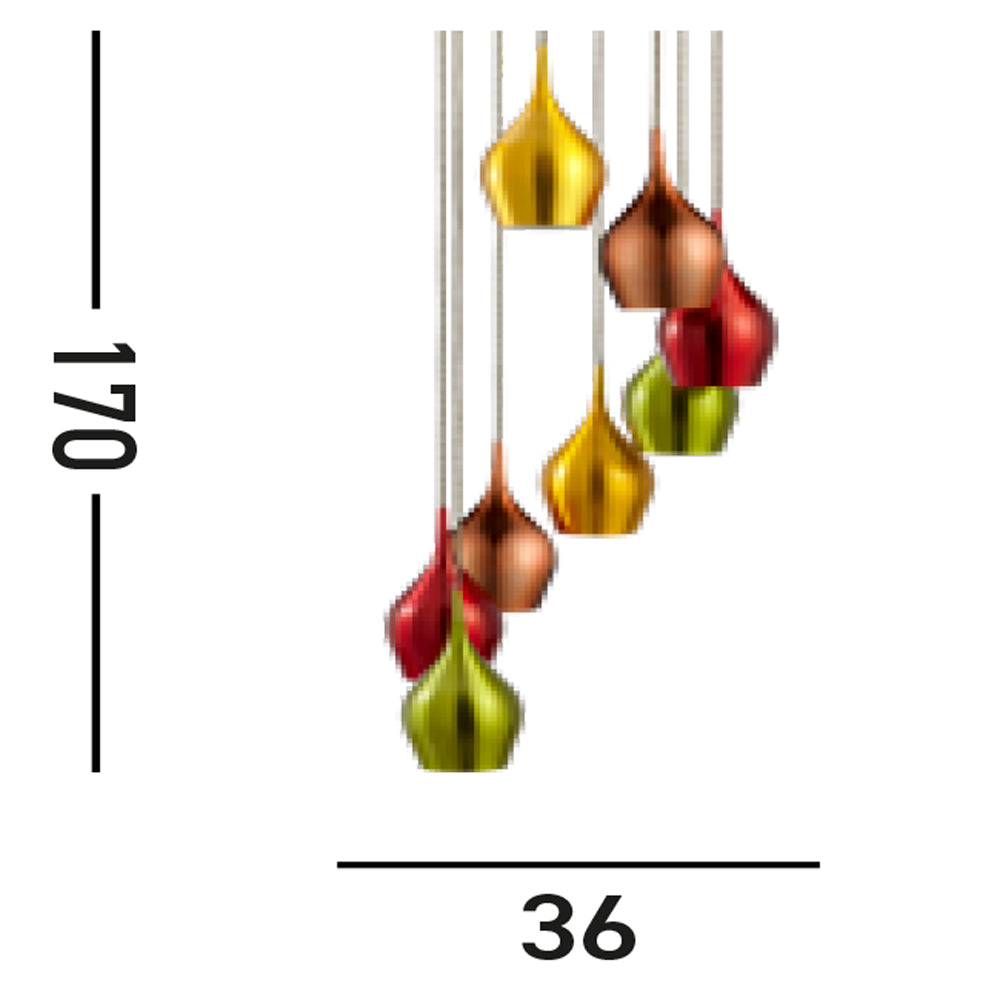 Lampadario Contemporaneo Vibrante Acciaio Cromo Vetro 8 Luci E14
