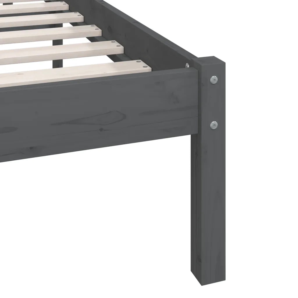 Giroletto-Struttura Letto Grigio in Legno Massello 120x190 cm Small Double 960224