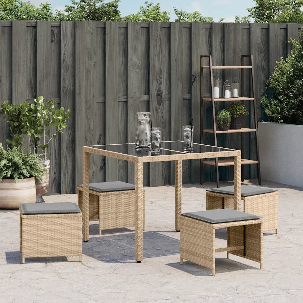 Sgabelli Giardino Cuscini 4 pz Beige Misto 41x41x36cm Polyrattan CFW3711592