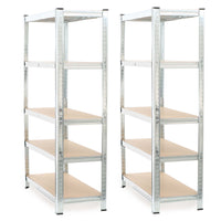 Set 2x scaffali a incastro per carichi pesanti 180x90x45cm Max 875kg l’uno Acciaio 5 ripiani