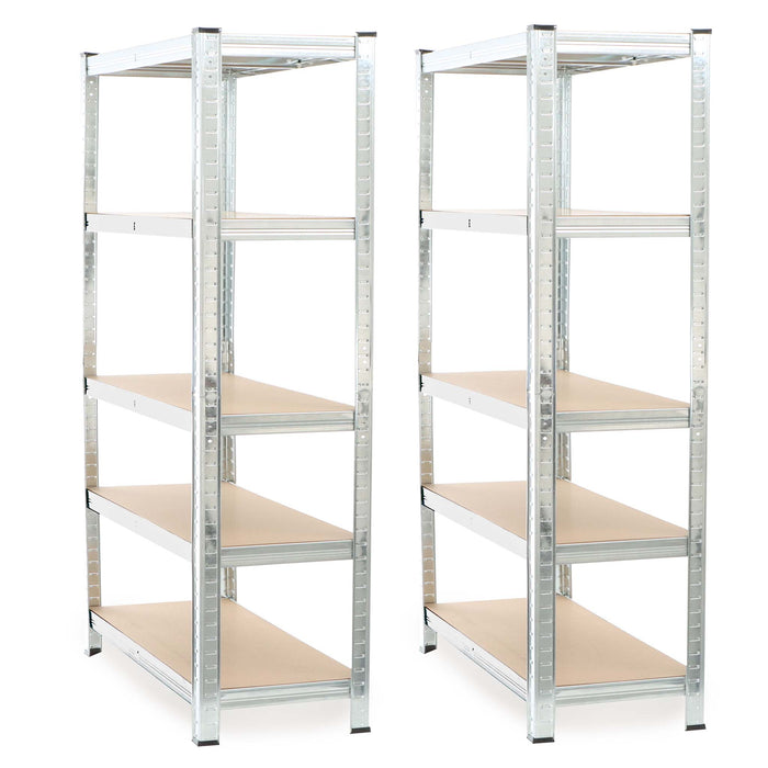 Set 2x scaffali a incastro per carichi pesanti 180x90x45cm Max 875kg l’uno Acciaio 5 ripiani