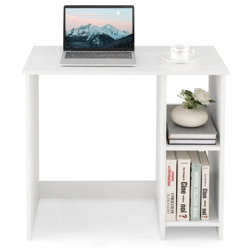Scrivania con libreria minimalista 80 x 40 x 73,5 cm pratica e stabile realizzata in truciolare bianco 20_0010838