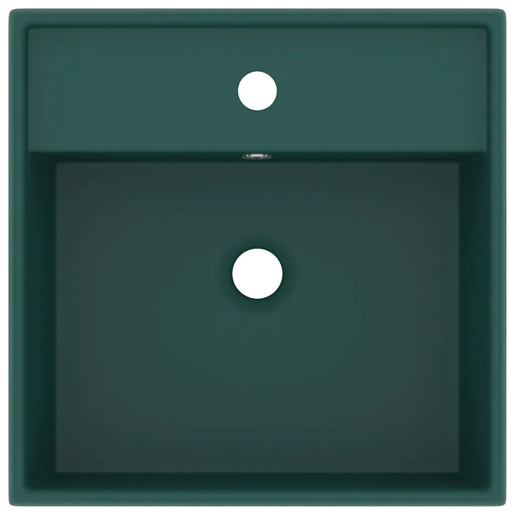 Lavabo Troppopieno Quadrato Verde Scuro Opaco 41x41cm Ceramica cod mxl 39851