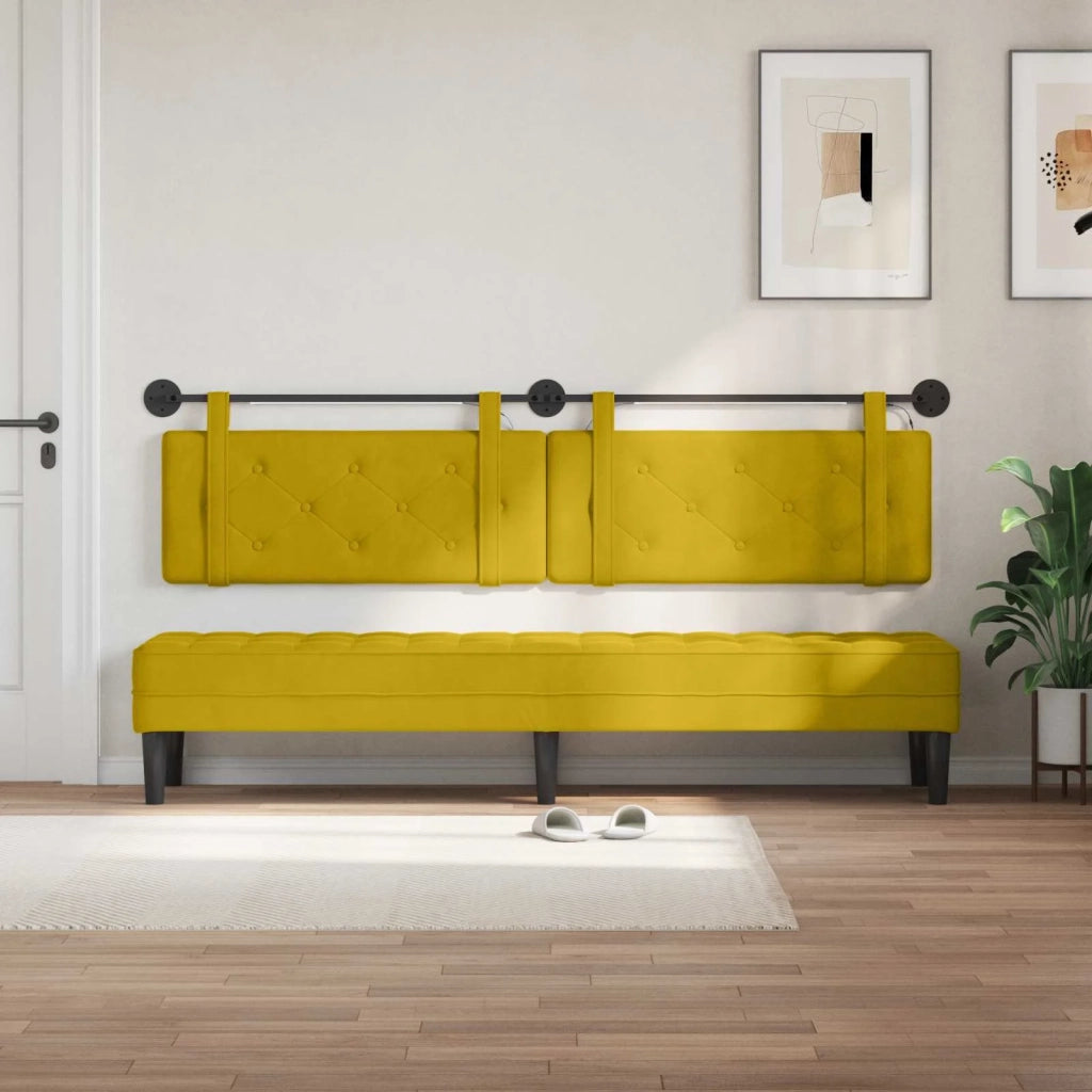 Testiera sospesa Con luce LED Giallo Velluto