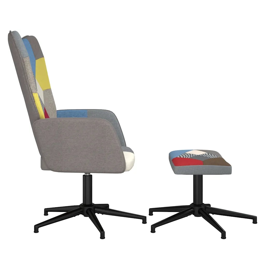Sedia Relax con Sgabello in Tessuto Patchwork 328188