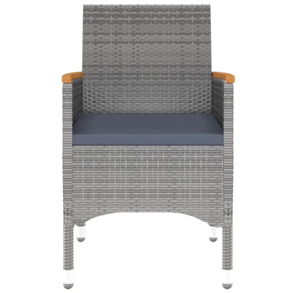 Set da Pranzo per Giardino 3 pz in Polyrattan Grigio