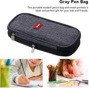 Etui con grande capacità - Pennenzak - Canvas - Chiusura metallica a scorrimento - Scuola - Materiale duraturo - 22 x 11 x 6,5 cm - Pennentas