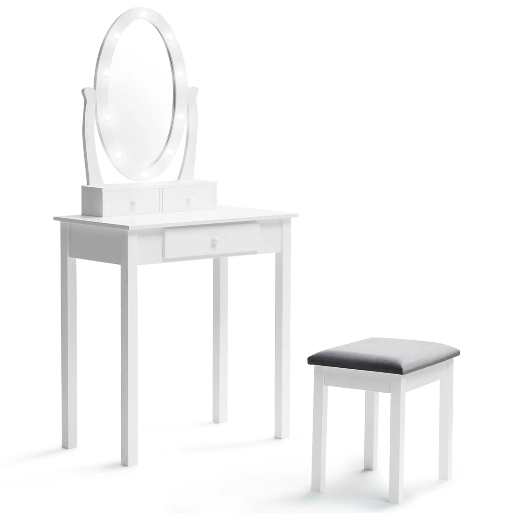 IDMarket - Toeletta con specchio LED e sgabello BELLA