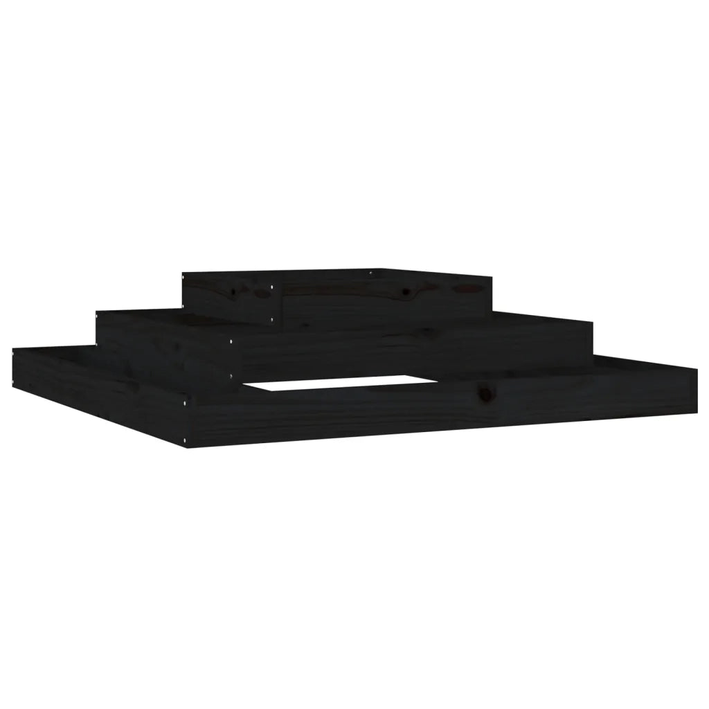 Fioriera-Vaso da Esterno-Contenitore per Piante Nera 110x110x27 cm in Legno Massello di Pino 681452