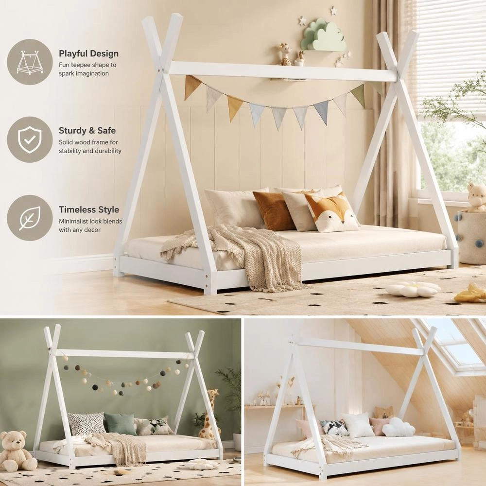 ChildrenFTs Bed Frame White Solid Pine 70 X 140 Cm