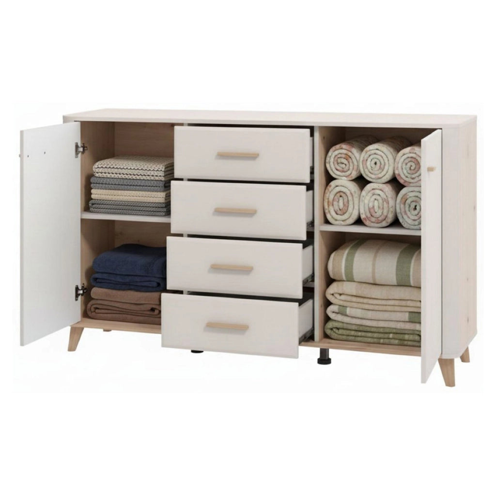 Madia Illorai, Credenza 2 Ripiani, 154x40x90.5h cm Bianco Crema