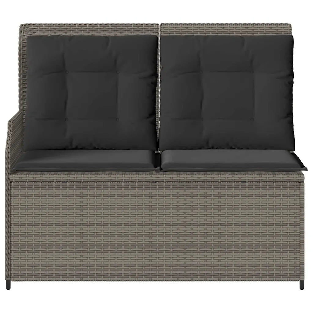 vidaXL Panchina da giardino con cuscino Grigio Poly Rattan