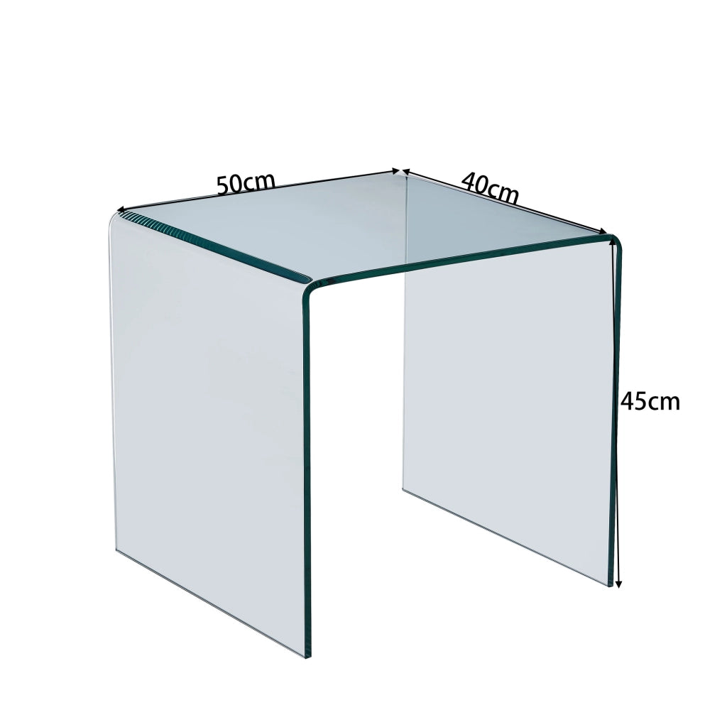 Tavolino da caffè in vetro temperato trasparente per soggiorno 50×40×45 cm