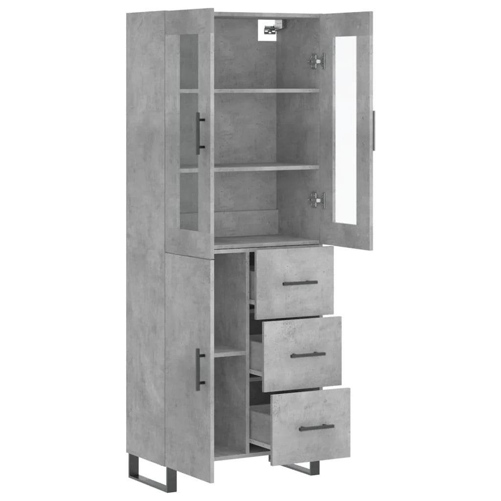 Credenza cassettiera mobile contenitore organizer cucina soggiorno salotto alto 695 x 34 x 180 cm legno ingegnerizzato grigio 02_0034626