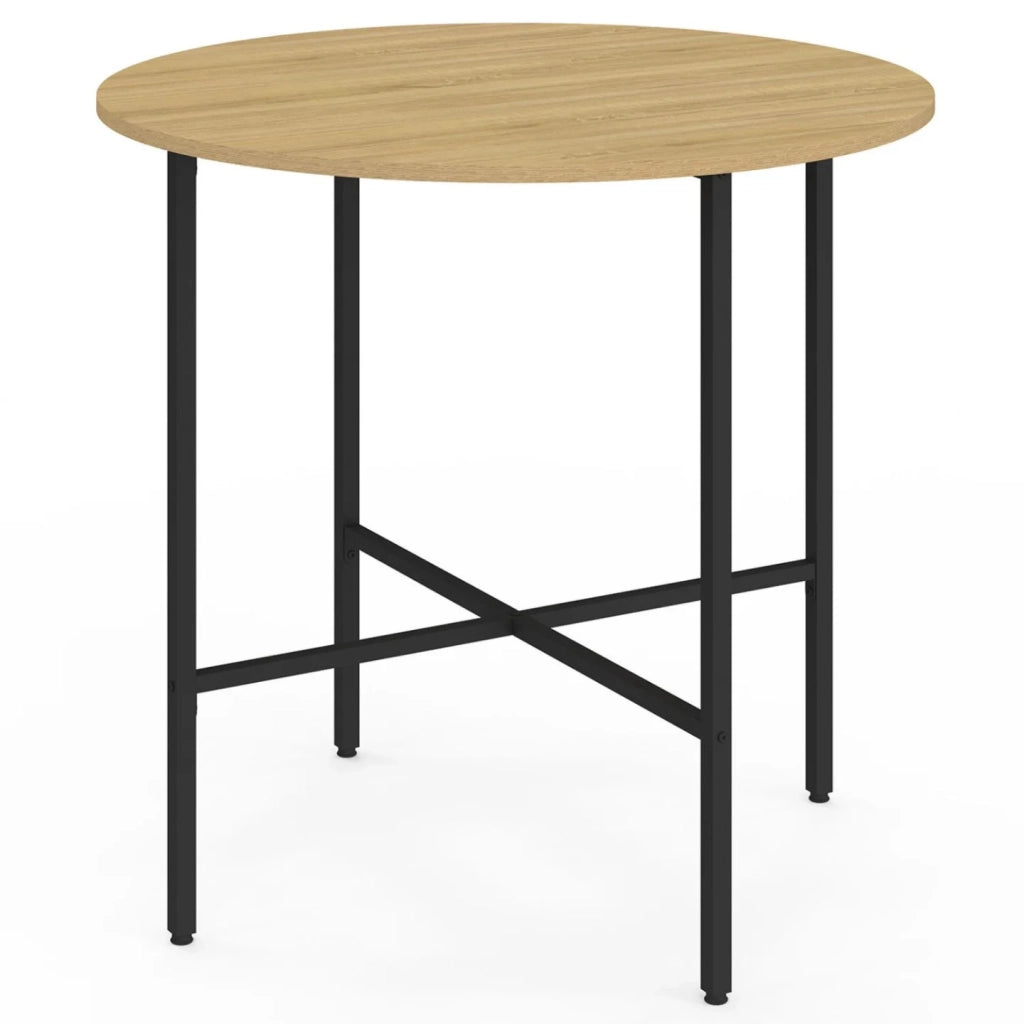 IDMarket - DETROIT mesa de comedor redonda 4 personas diseño industrial 80 cm