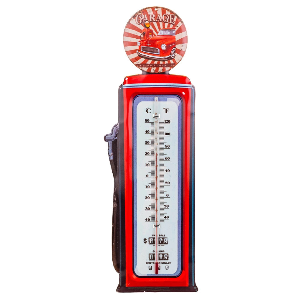 Termometro da parete in metallo rosso 47,5x15x1h