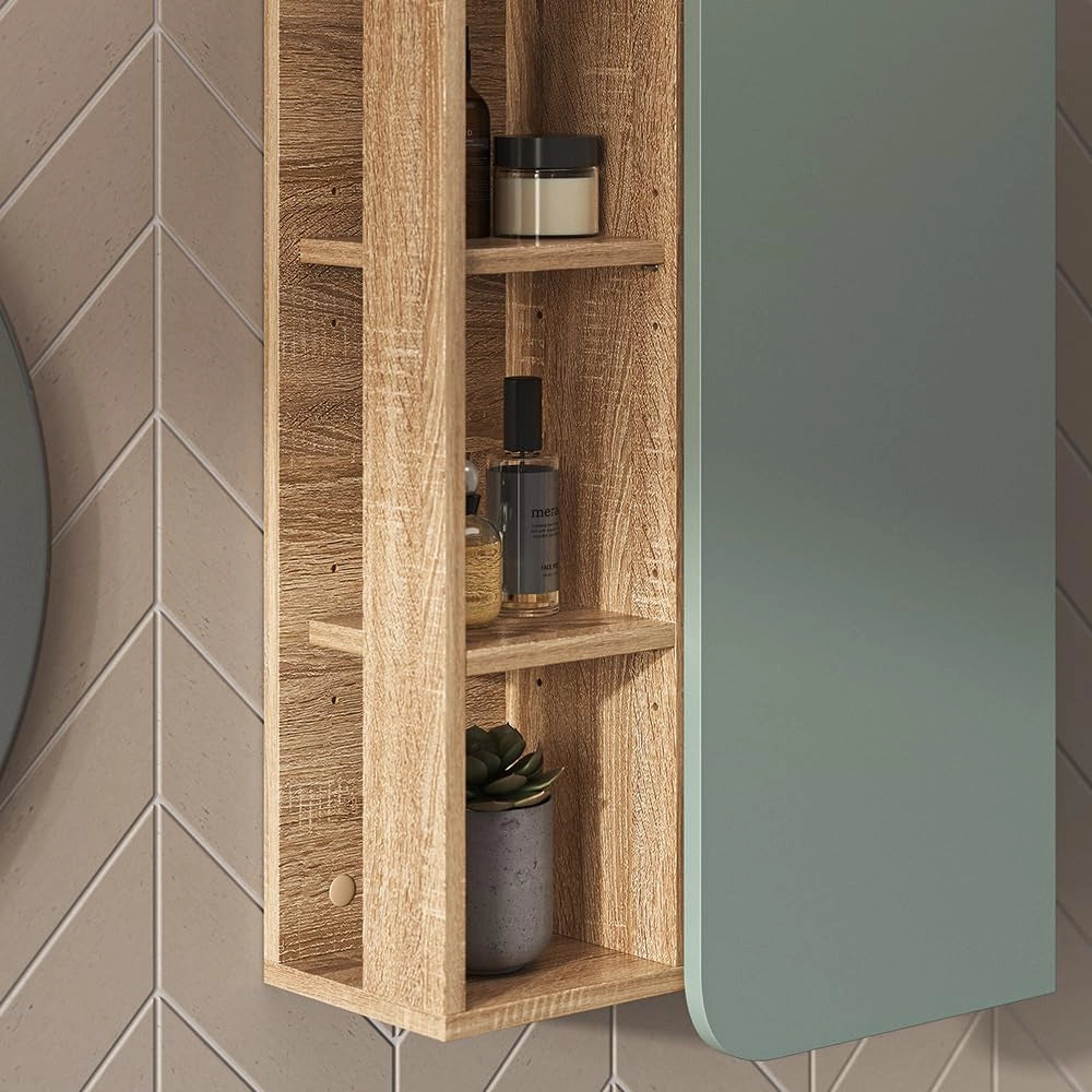 Mobile bagno Karen, Sonoma/blu, 50 x 75 cm con porta e vani aperti, per montaggio a parete con vani a giorno e vani chiusi