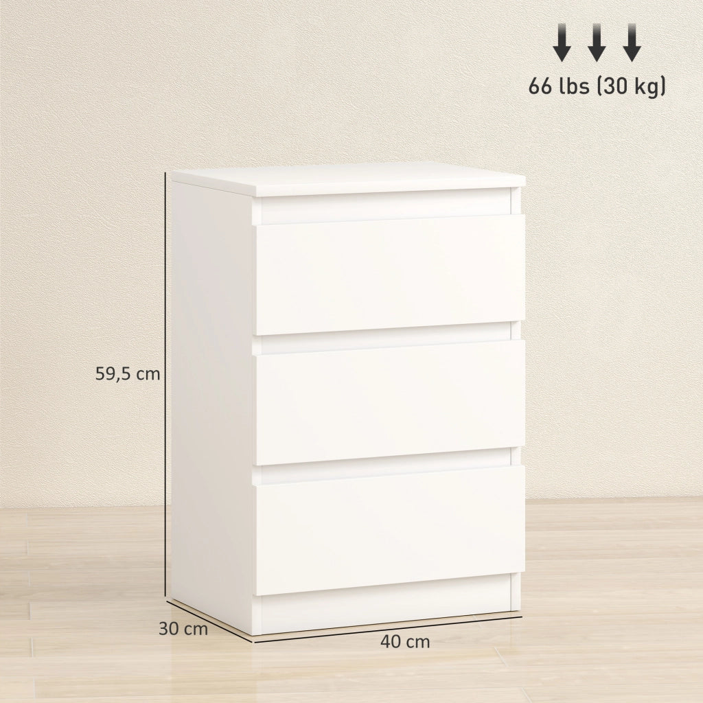 Comodino Set 2 Pezzi ¨C Xylo ¨C 3 Cassetti Bianco Legno