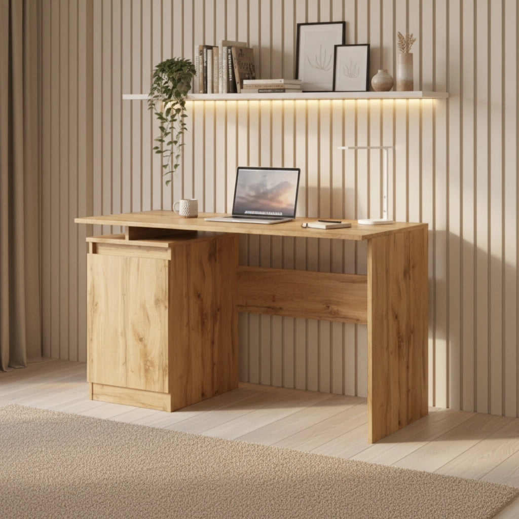 Scrivania SOLA - Capiente - Chiuso - Quercia Wotan - Larghezza 120 cm, Altezza 73 cm, Profondit? 59 cm