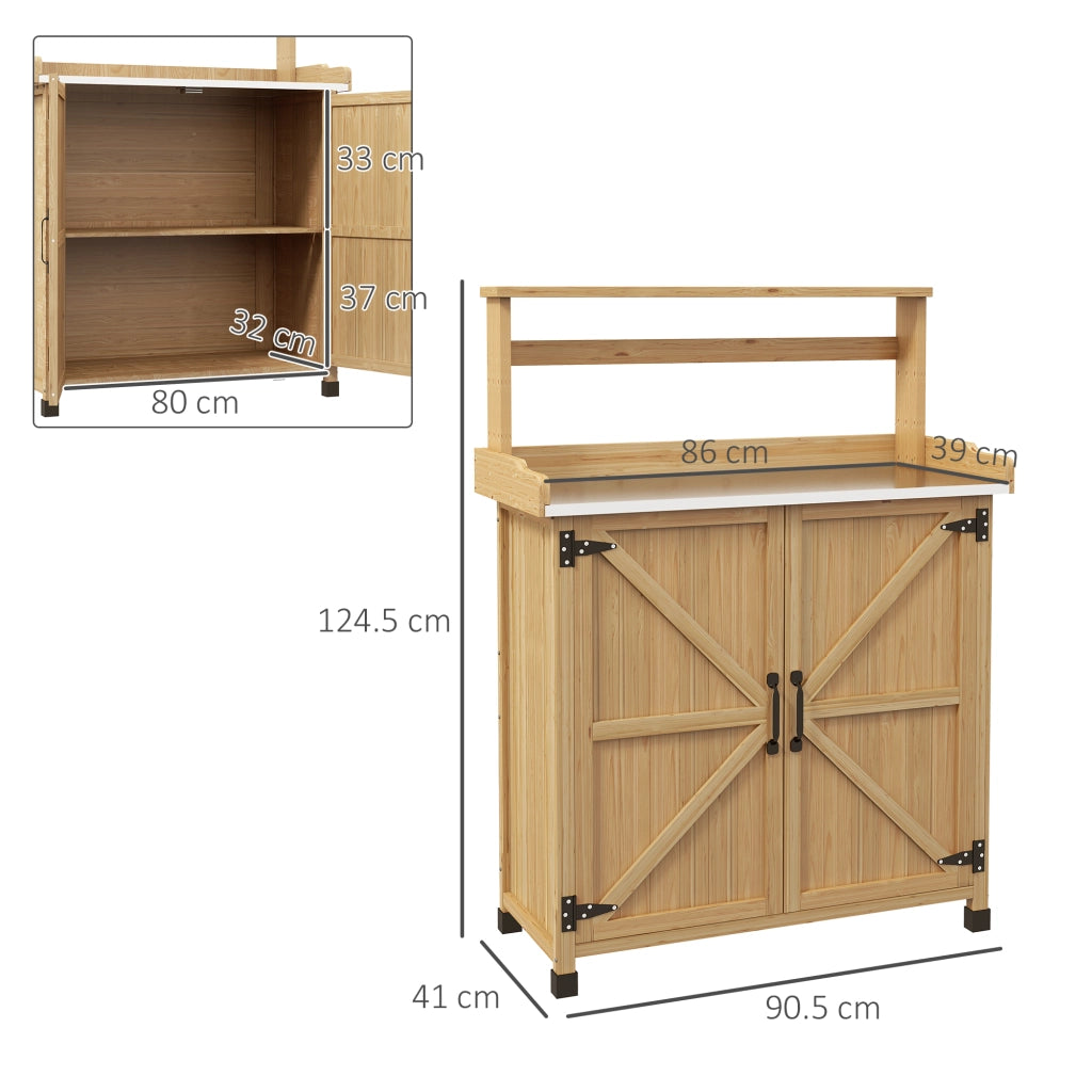 Tavolo da giardino con ripiano e scaffali ¨C zephmum ¨C legno di abete giallo