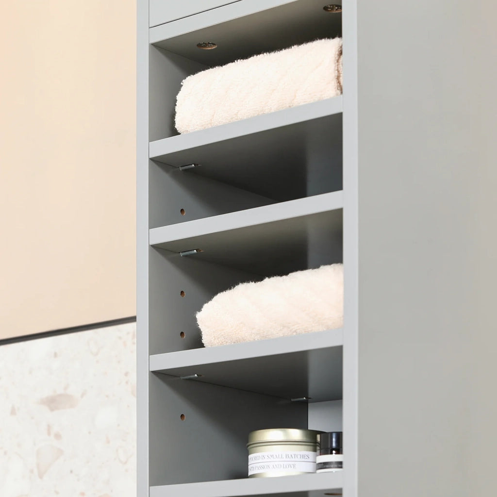 Armadio Colonna bagno, Mobile bagno alto con 2 Ante e 1 cassetto altezza: 180 cm Grigio BZR34-HG