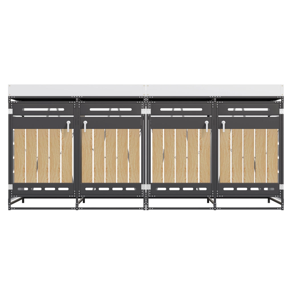 Set 4 Box Portarifiuti con Fioriera ¨C MINIMAL ¨C Legno, Metallo, con Serratura