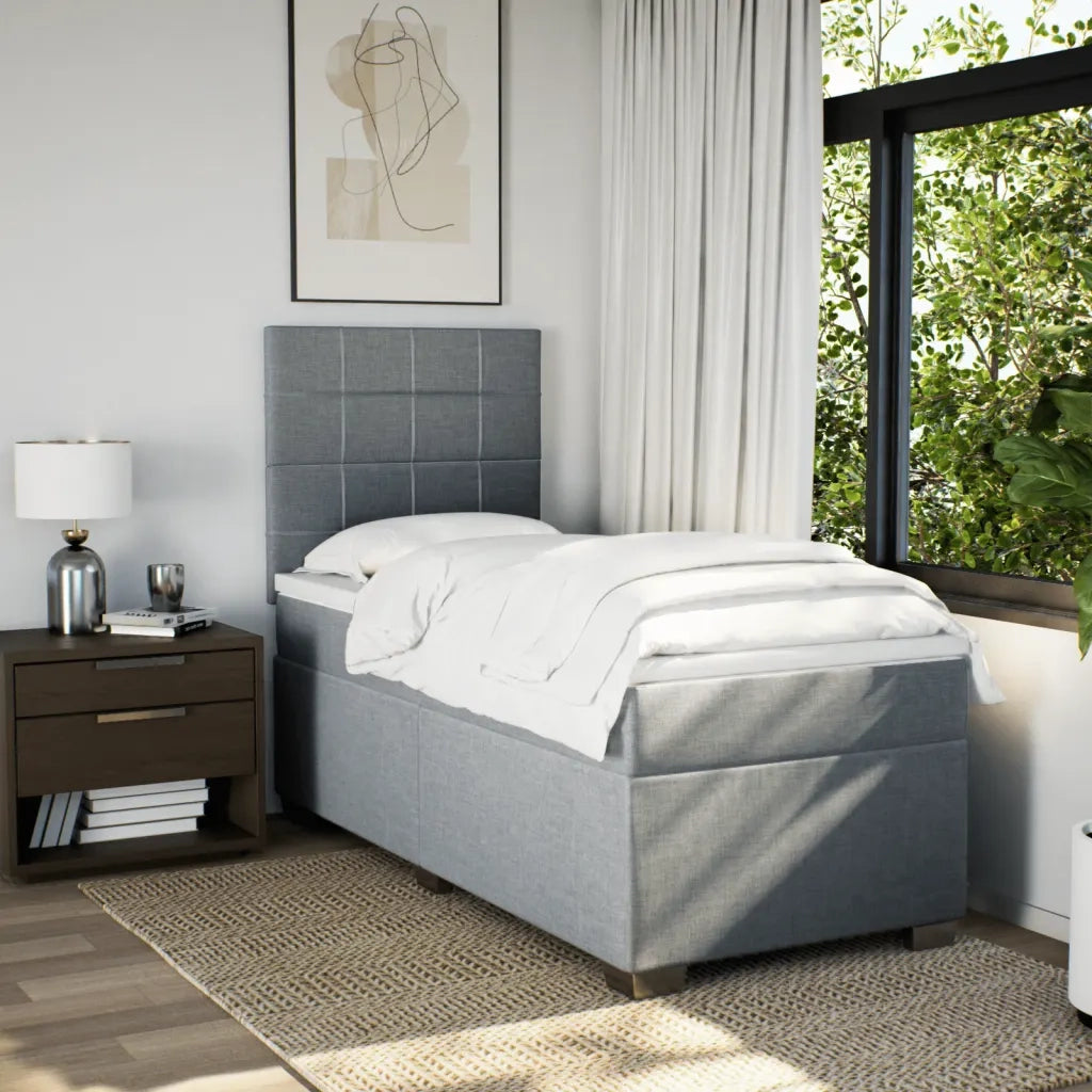 vidaXL Giroletto a Molle con Materasso Grigio Chiaro 90x190 cm Tessuto