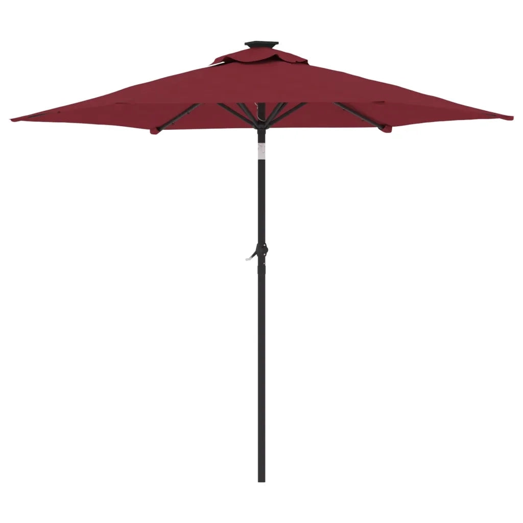 vidaXL Ombrellone Giardino LED Palo Acciaio Rosso Bordò 225x225x212 cm