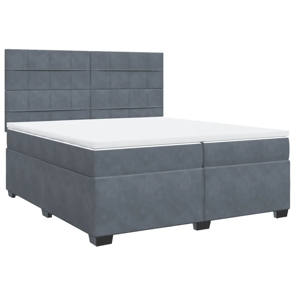 Giroletto a Molle con Materasso Grigio Scuro 200x200 cm Velluto 3293303