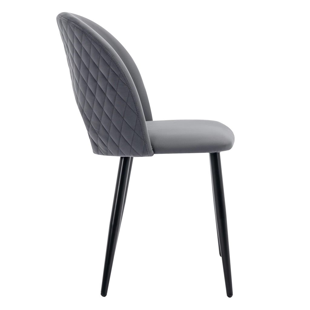 Sedia da Pranzo Imbottita in Velluto ¨C MINIMAL ¨C Set 6 Pezzi, Schienale, Gambe in Metallo, Grigio