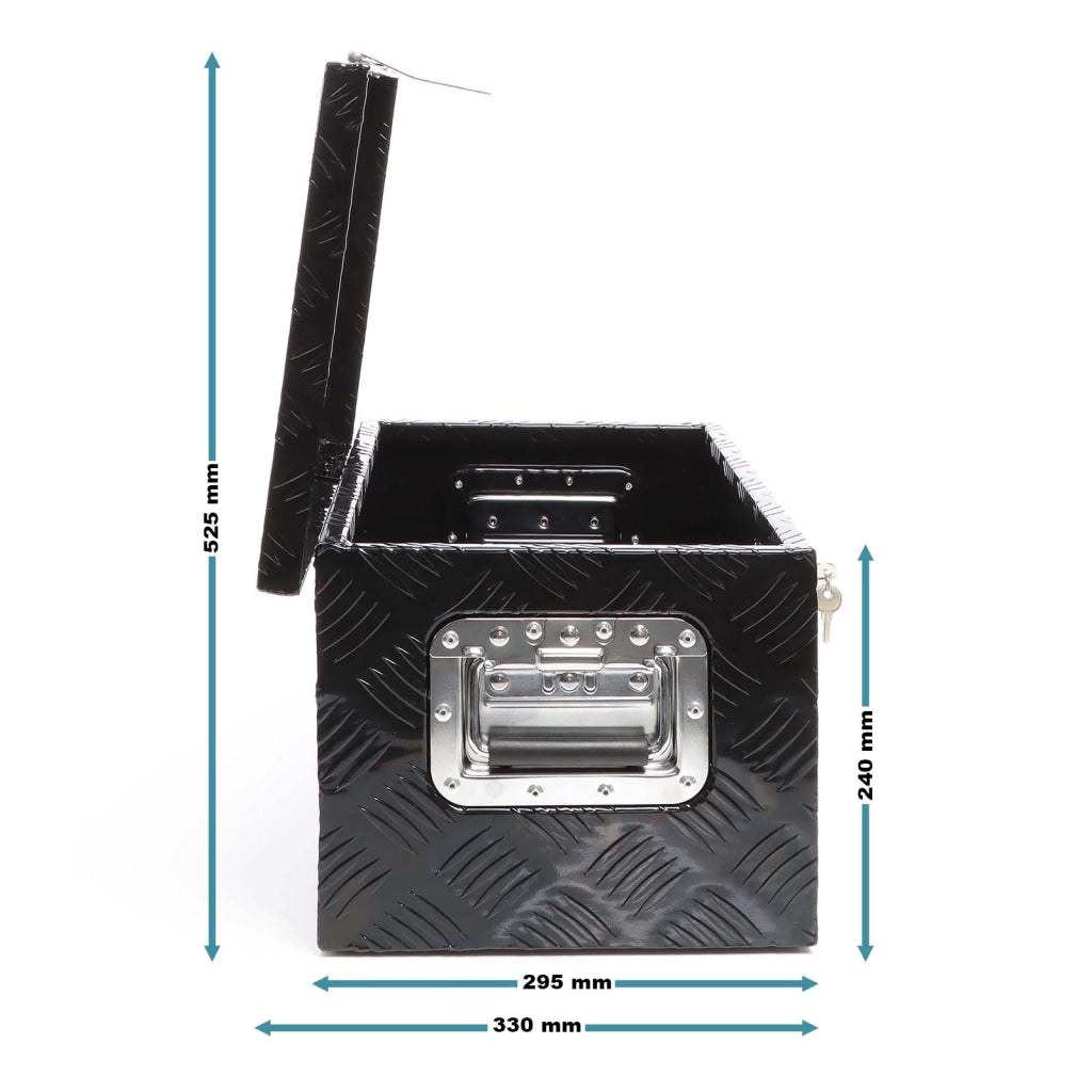 Cassetta portattrezzi in alluminio 50,8x30,5x24cm, nero, con chiave