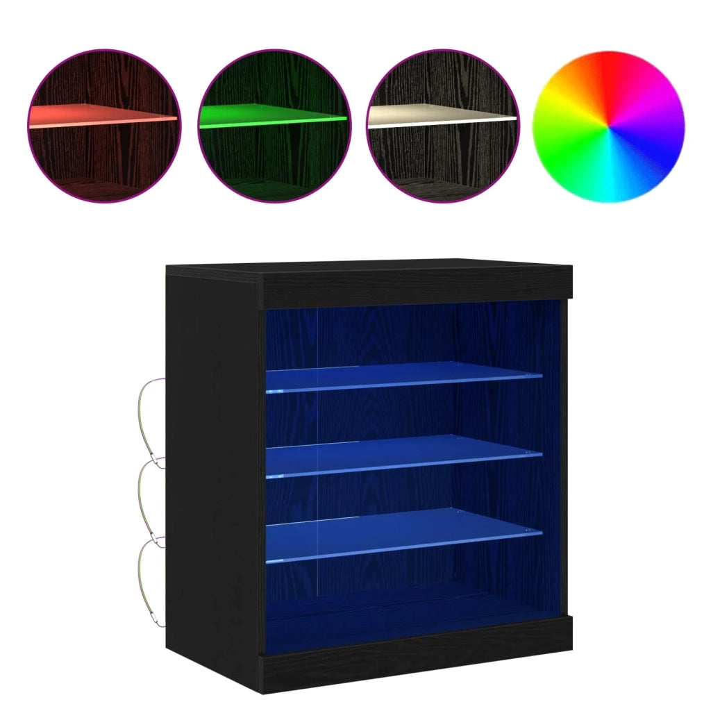 Credenza | Madia LED Rovere Nero 60,5 x 37 x 67 cm Legno multistrato