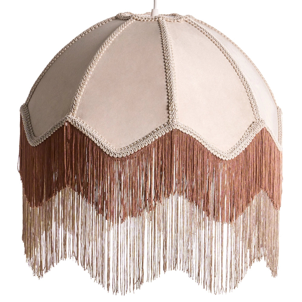 Lampada a sospensione con frange Tessuto beige illuminazione Retro Vintage