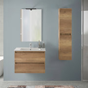Mobile bagno sospeso 70 cm rovere naturale con pensile H 125 Nadia