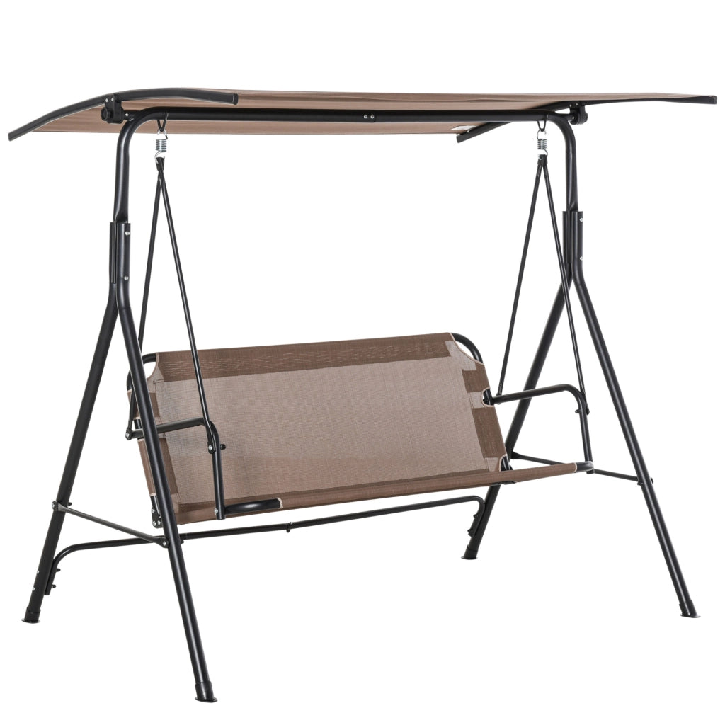 Dondolo da Giardino 2 Posti con Tettuccio ¨C zephmum ¨C Marrone Textilene 172x110x155cm