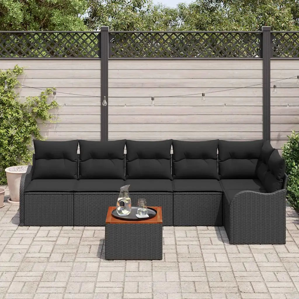 Set Divano da Giardino con archiviazione 7 pcs Nero polyrattan 3356133